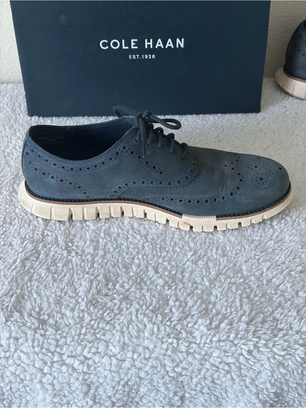 Cole Haan Men’s Navy Blue Nubuck Zerogrand Remastered Wingtip Oxfords Size 9.5M - Picture 9 of 15